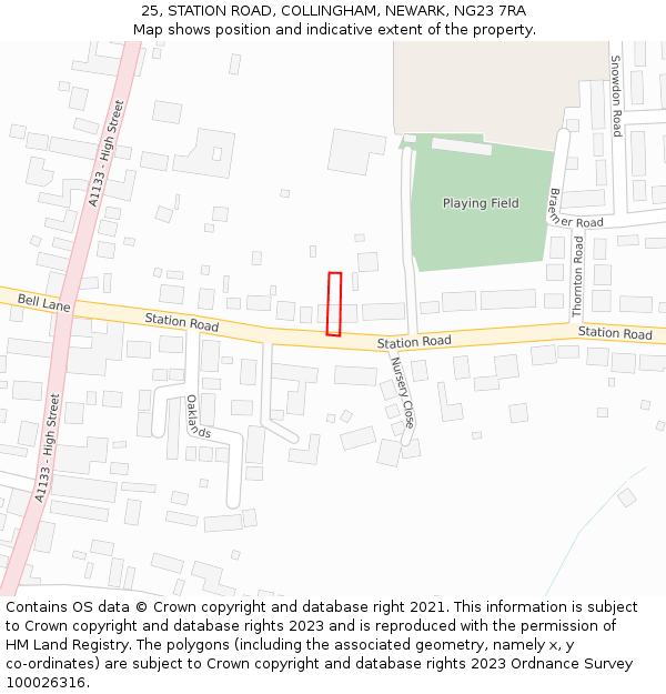 25, STATION ROAD, COLLINGHAM, NEWARK, NG23 7RA: Location map and indicative extent of plot