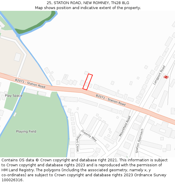 25, STATION ROAD, NEW ROMNEY, TN28 8LG: Location map and indicative extent of plot