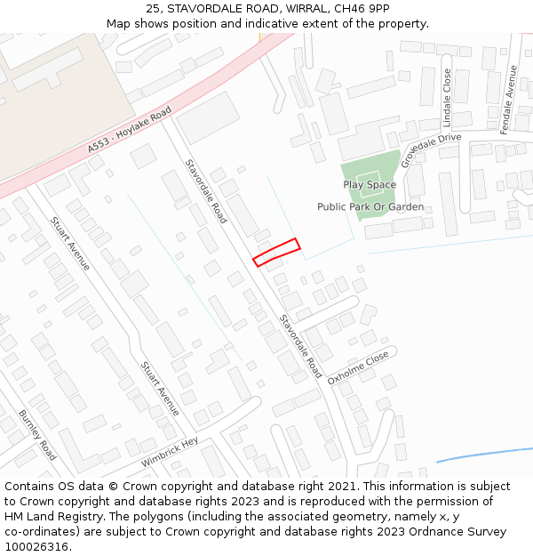 25, STAVORDALE ROAD, WIRRAL, CH46 9PP: Location map and indicative extent of plot