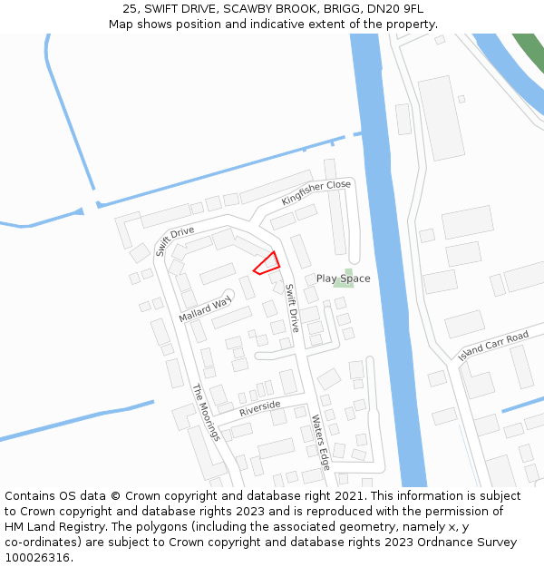 25, SWIFT DRIVE, SCAWBY BROOK, BRIGG, DN20 9FL: Location map and indicative extent of plot