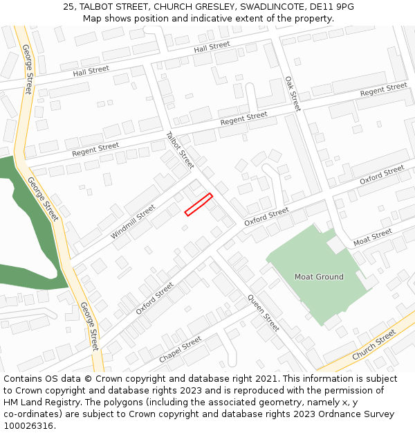 25, TALBOT STREET, CHURCH GRESLEY, SWADLINCOTE, DE11 9PG: Location map and indicative extent of plot