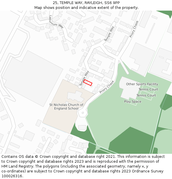 25, TEMPLE WAY, RAYLEIGH, SS6 9PP: Location map and indicative extent of plot