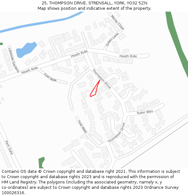 25, THOMPSON DRIVE, STRENSALL, YORK, YO32 5ZN: Location map and indicative extent of plot