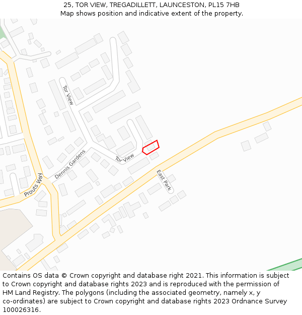 25, TOR VIEW, TREGADILLETT, LAUNCESTON, PL15 7HB: Location map and indicative extent of plot