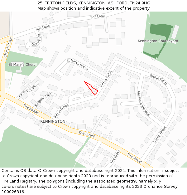 25, TRITTON FIELDS, KENNINGTON, ASHFORD, TN24 9HG: Location map and indicative extent of plot