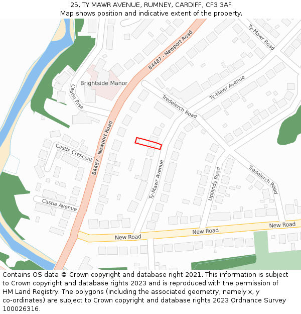 25, TY MAWR AVENUE, RUMNEY, CARDIFF, CF3 3AF: Location map and indicative extent of plot