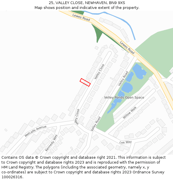 25, VALLEY CLOSE, NEWHAVEN, BN9 9XS: Location map and indicative extent of plot