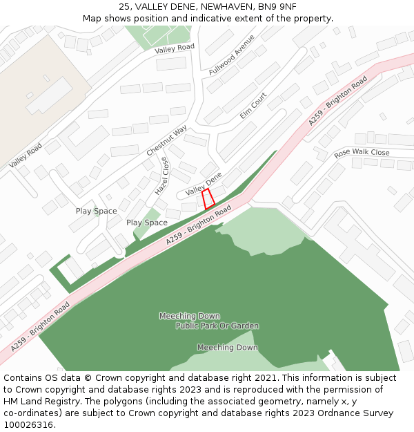 25, VALLEY DENE, NEWHAVEN, BN9 9NF: Location map and indicative extent of plot