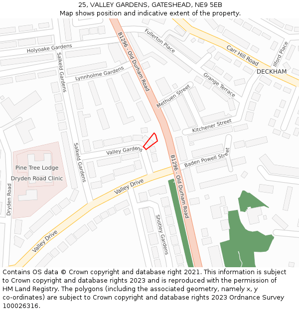 25, VALLEY GARDENS, GATESHEAD, NE9 5EB: Location map and indicative extent of plot