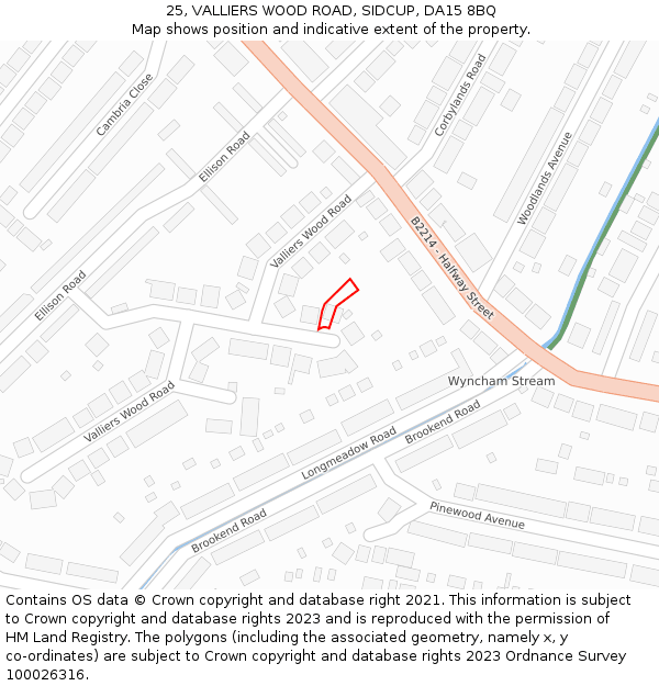 25, VALLIERS WOOD ROAD, SIDCUP, DA15 8BQ: Location map and indicative extent of plot