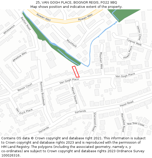 25, VAN GOGH PLACE, BOGNOR REGIS, PO22 9BQ: Location map and indicative extent of plot