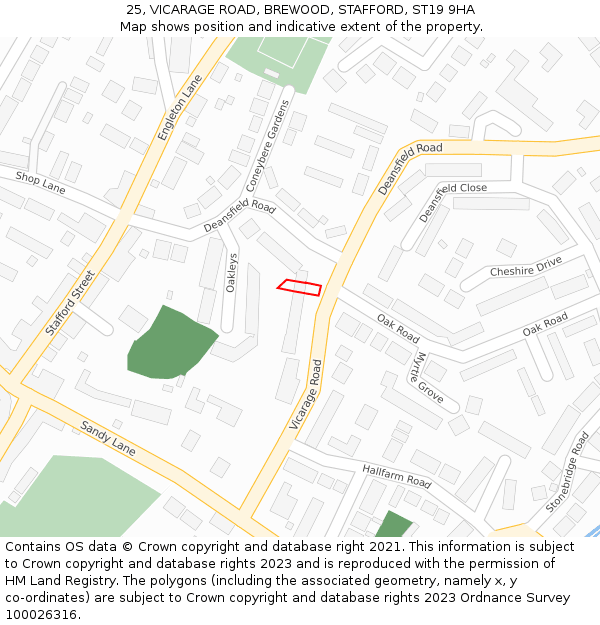 25, VICARAGE ROAD, BREWOOD, STAFFORD, ST19 9HA: Location map and indicative extent of plot