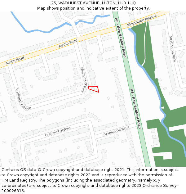 25, WADHURST AVENUE, LUTON, LU3 1UQ: Location map and indicative extent of plot