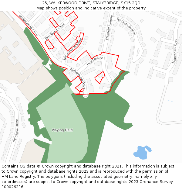 25, WALKERWOOD DRIVE, STALYBRIDGE, SK15 2QD: Location map and indicative extent of plot