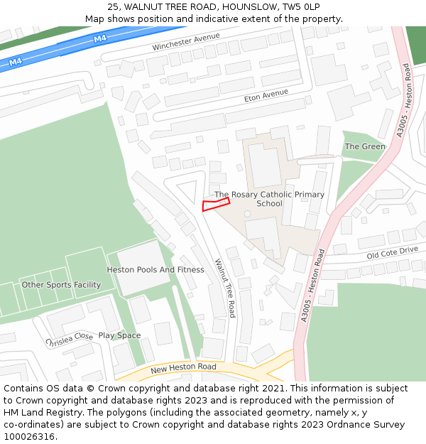 25, WALNUT TREE ROAD, HOUNSLOW, TW5 0LP: Location map and indicative extent of plot