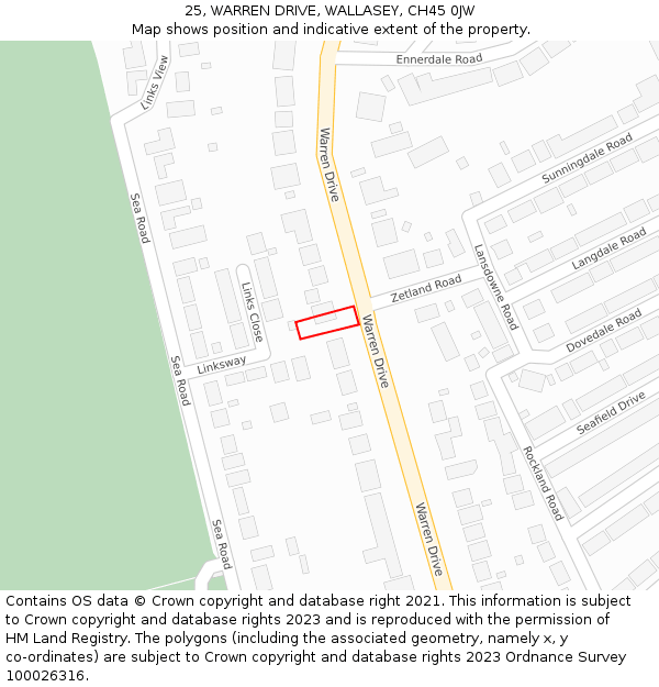 25, WARREN DRIVE, WALLASEY, CH45 0JW: Location map and indicative extent of plot