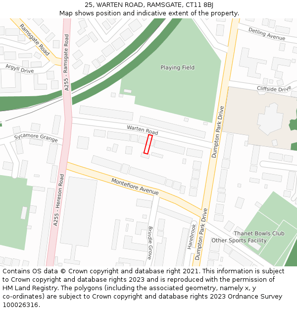 25, WARTEN ROAD, RAMSGATE, CT11 8BJ: Location map and indicative extent of plot