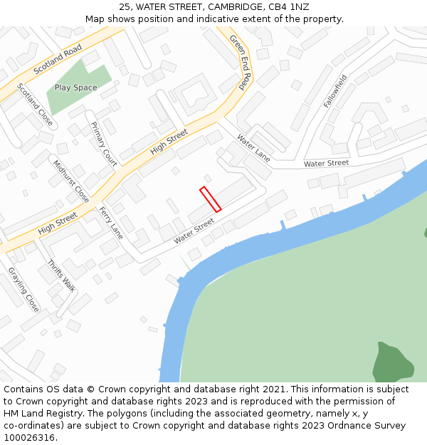 25, WATER STREET, CAMBRIDGE, CB4 1NZ: Location map and indicative extent of plot