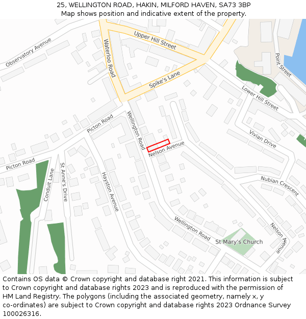 25, WELLINGTON ROAD, HAKIN, MILFORD HAVEN, SA73 3BP: Location map and indicative extent of plot