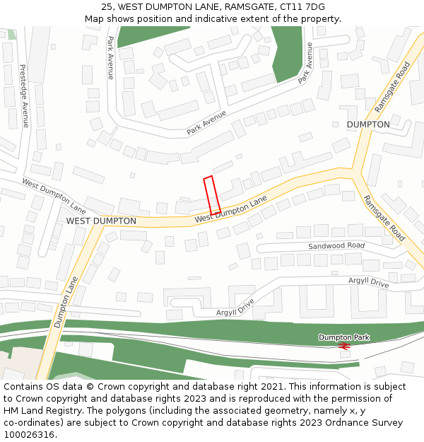 25, WEST DUMPTON LANE, RAMSGATE, CT11 7DG: Location map and indicative extent of plot