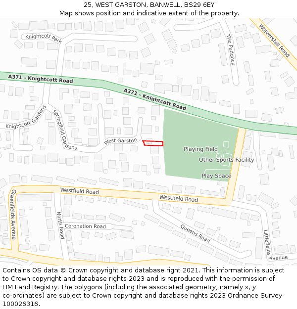 25, WEST GARSTON, BANWELL, BS29 6EY: Location map and indicative extent of plot