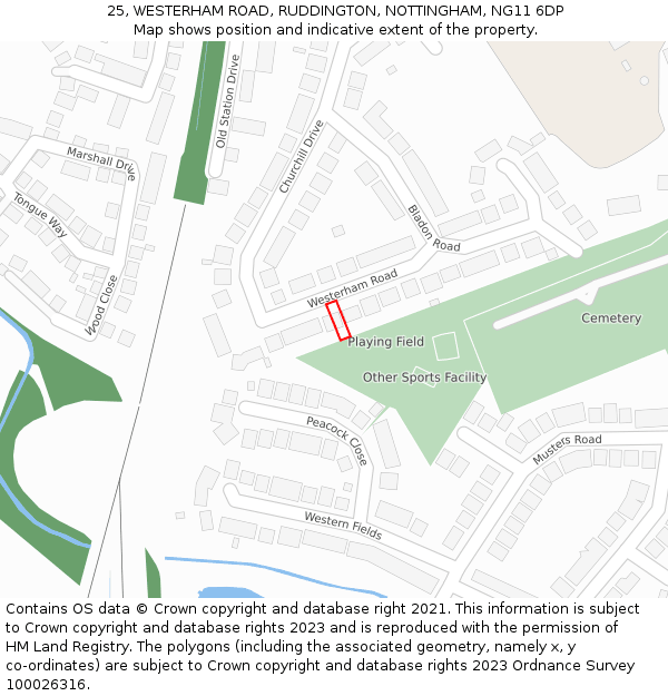 25, WESTERHAM ROAD, RUDDINGTON, NOTTINGHAM, NG11 6DP: Location map and indicative extent of plot