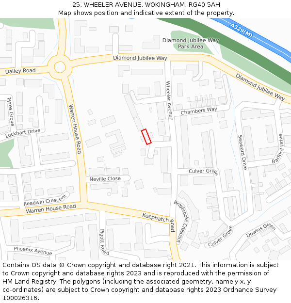 25, WHEELER AVENUE, WOKINGHAM, RG40 5AH: Location map and indicative extent of plot