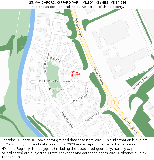 25, WHICHFORD, GIFFARD PARK, MILTON KEYNES, MK14 5JH: Location map and indicative extent of plot