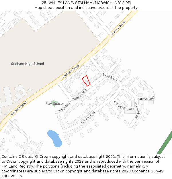 25, WHILEY LANE, STALHAM, NORWICH, NR12 9FJ: Location map and indicative extent of plot