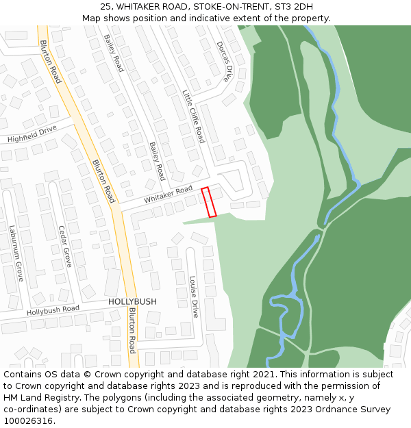 25, WHITAKER ROAD, STOKE-ON-TRENT, ST3 2DH: Location map and indicative extent of plot