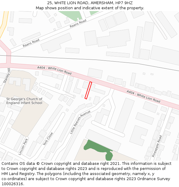 25, WHITE LION ROAD, AMERSHAM, HP7 9HZ: Location map and indicative extent of plot