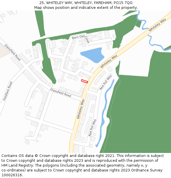 25, WHITELEY WAY, WHITELEY, FAREHAM, PO15 7QG: Location map and indicative extent of plot