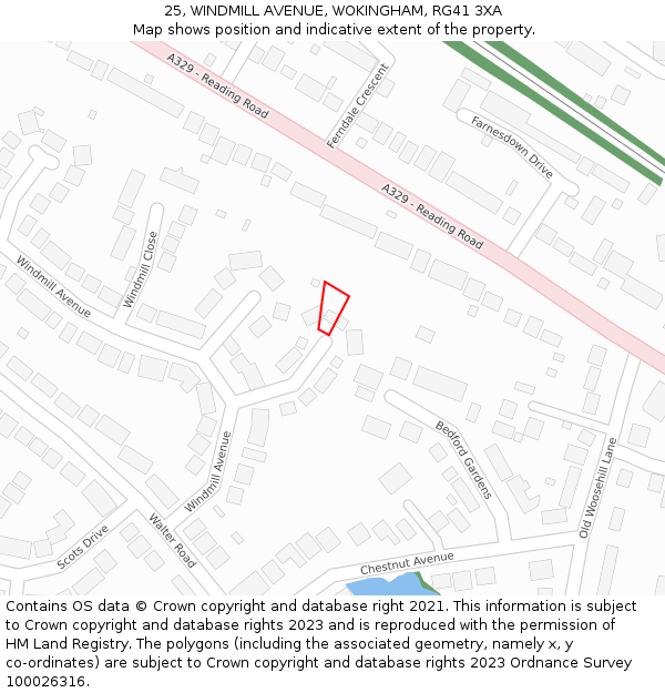 25, WINDMILL AVENUE, WOKINGHAM, RG41 3XA: Location map and indicative extent of plot