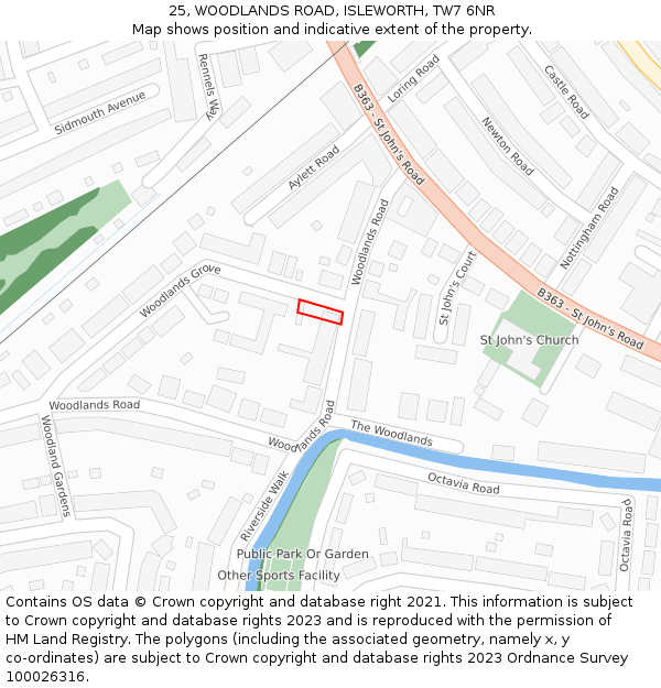 25, WOODLANDS ROAD, ISLEWORTH, TW7 6NR: Location map and indicative extent of plot