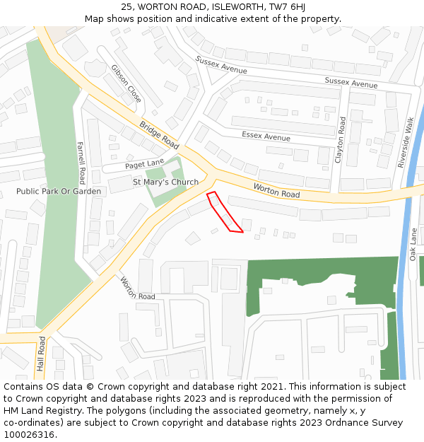 25, WORTON ROAD, ISLEWORTH, TW7 6HJ: Location map and indicative extent of plot