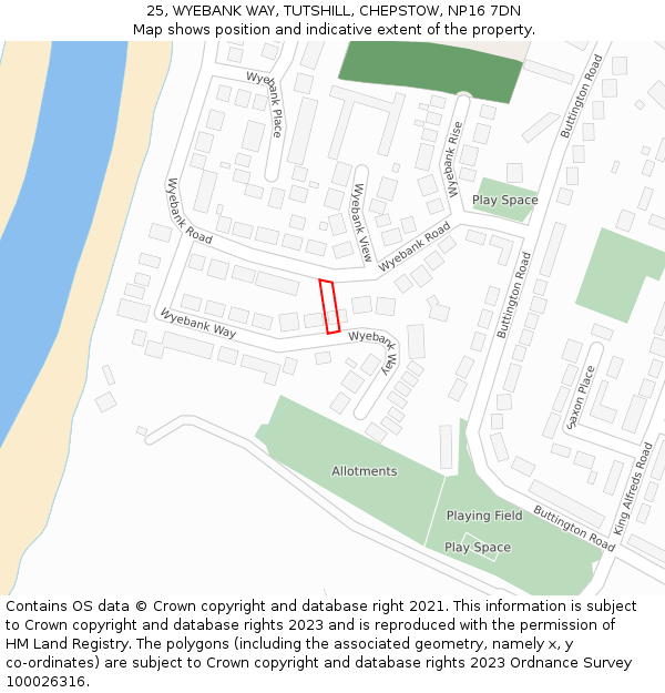 25, WYEBANK WAY, TUTSHILL, CHEPSTOW, NP16 7DN: Location map and indicative extent of plot