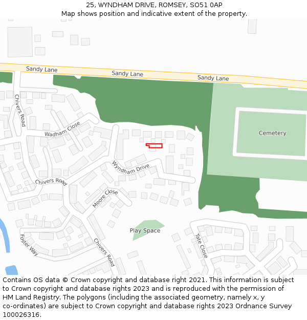 25, WYNDHAM DRIVE, ROMSEY, SO51 0AP: Location map and indicative extent of plot