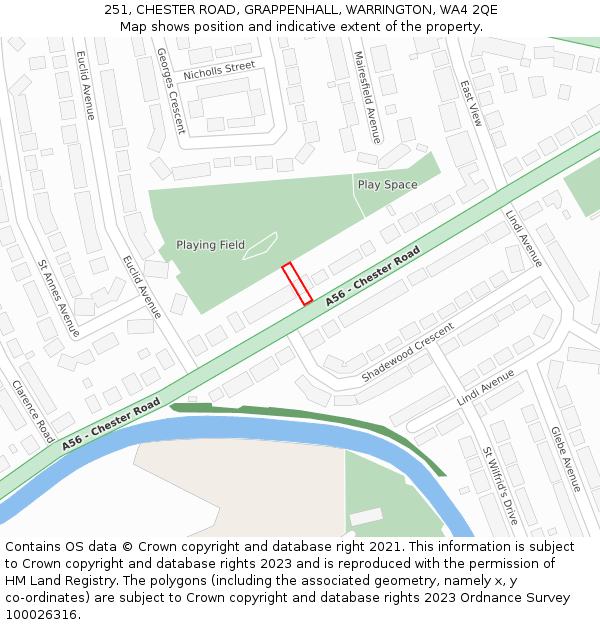 251, CHESTER ROAD, GRAPPENHALL, WARRINGTON, WA4 2QE: Location map and indicative extent of plot