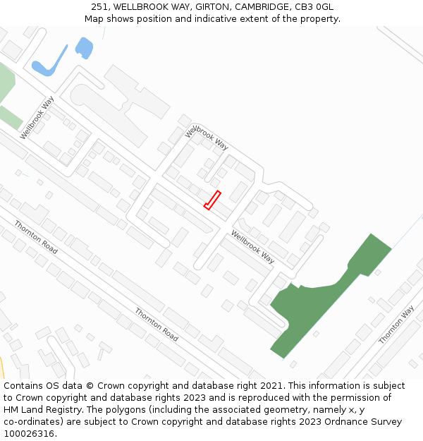 251, WELLBROOK WAY, GIRTON, CAMBRIDGE, CB3 0GL: Location map and indicative extent of plot