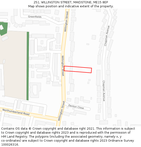 251, WILLINGTON STREET, MAIDSTONE, ME15 8EP: Location map and indicative extent of plot