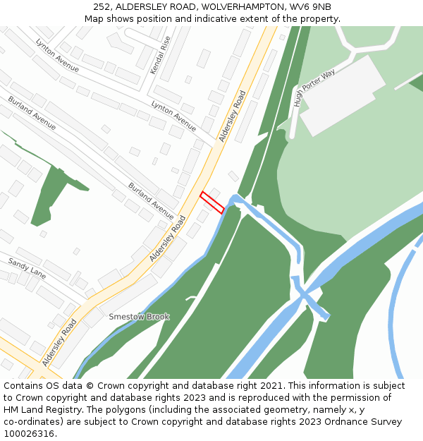 252, ALDERSLEY ROAD, WOLVERHAMPTON, WV6 9NB: Location map and indicative extent of plot