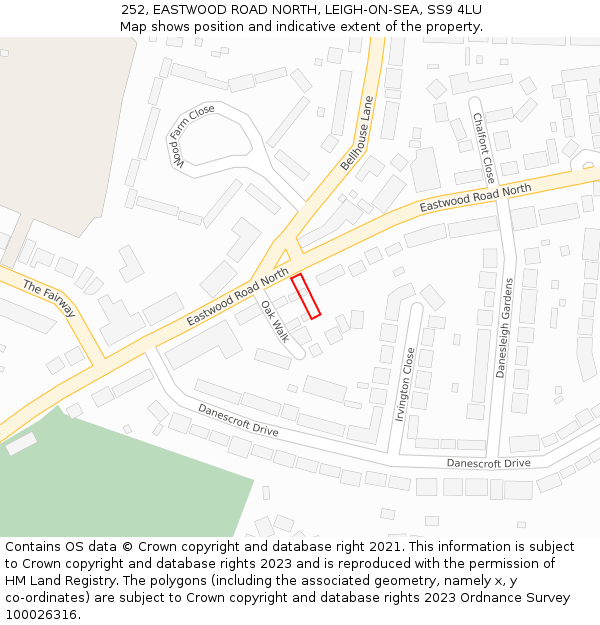 252, EASTWOOD ROAD NORTH, LEIGH-ON-SEA, SS9 4LU: Location map and indicative extent of plot