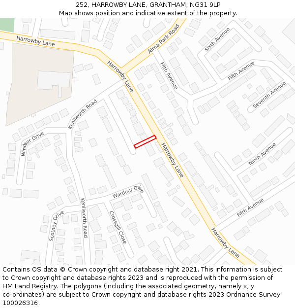 252, HARROWBY LANE, GRANTHAM, NG31 9LP: Location map and indicative extent of plot