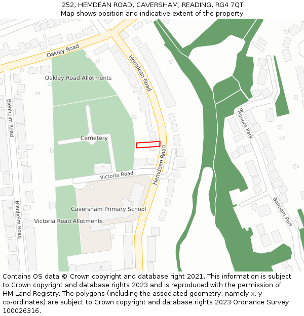 252, HEMDEAN ROAD, CAVERSHAM, READING, RG4 7QT: Location map and indicative extent of plot