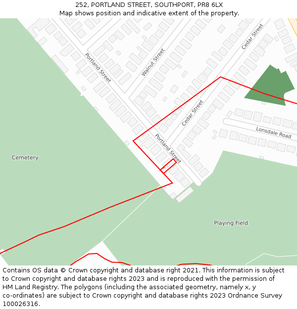 252, PORTLAND STREET, SOUTHPORT, PR8 6LX: Location map and indicative extent of plot