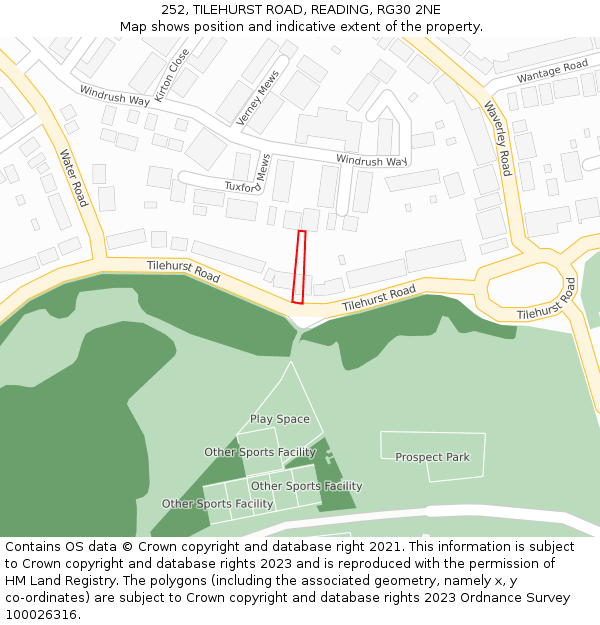 252, TILEHURST ROAD, READING, RG30 2NE: Location map and indicative extent of plot