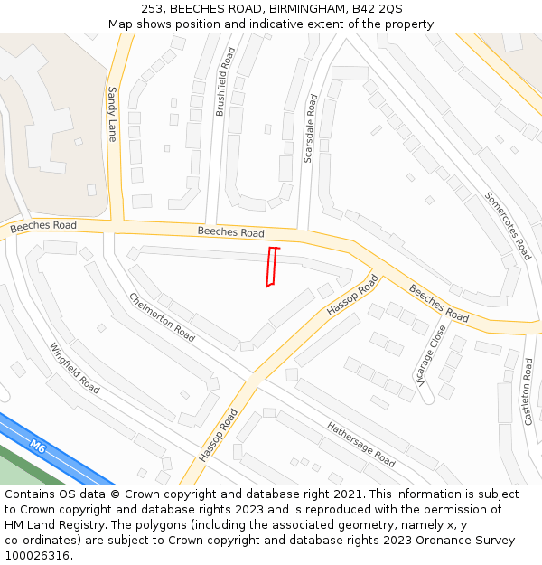 253, BEECHES ROAD, BIRMINGHAM, B42 2QS: Location map and indicative extent of plot