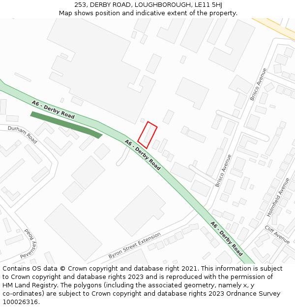 253, DERBY ROAD, LOUGHBOROUGH, LE11 5HJ: Location map and indicative extent of plot