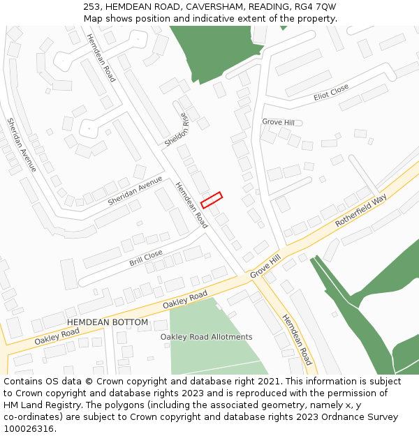 253, HEMDEAN ROAD, CAVERSHAM, READING, RG4 7QW: Location map and indicative extent of plot