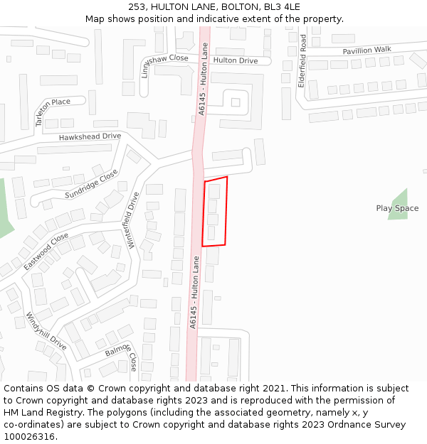 253, HULTON LANE, BOLTON, BL3 4LE: Location map and indicative extent of plot